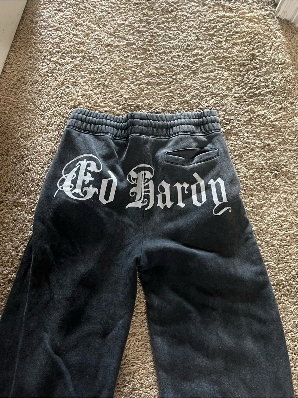 True Religion Black Dragon Graphic Sweatpants with Embroidered Details